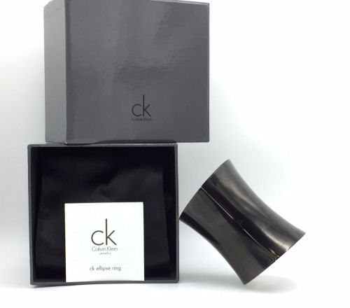 Calvin Klein Ellipse Black Ion Plated Wide Cuff Bangle Size M